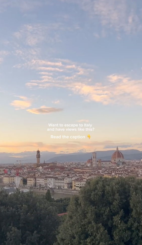 View of Duomo cathedral in Florence at sunset