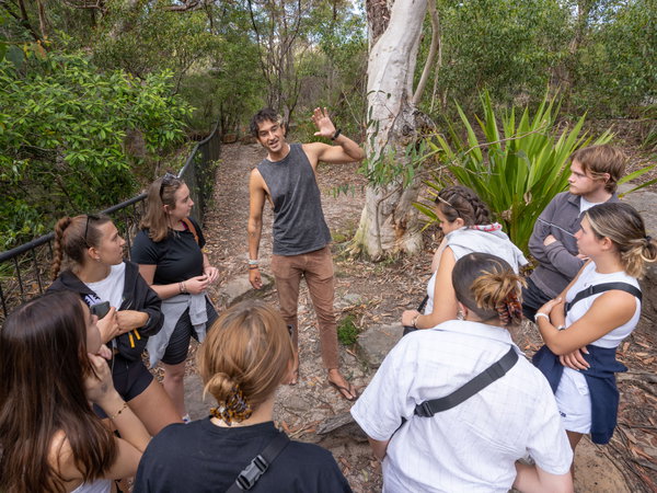 Travellers on guided tour in Australia
