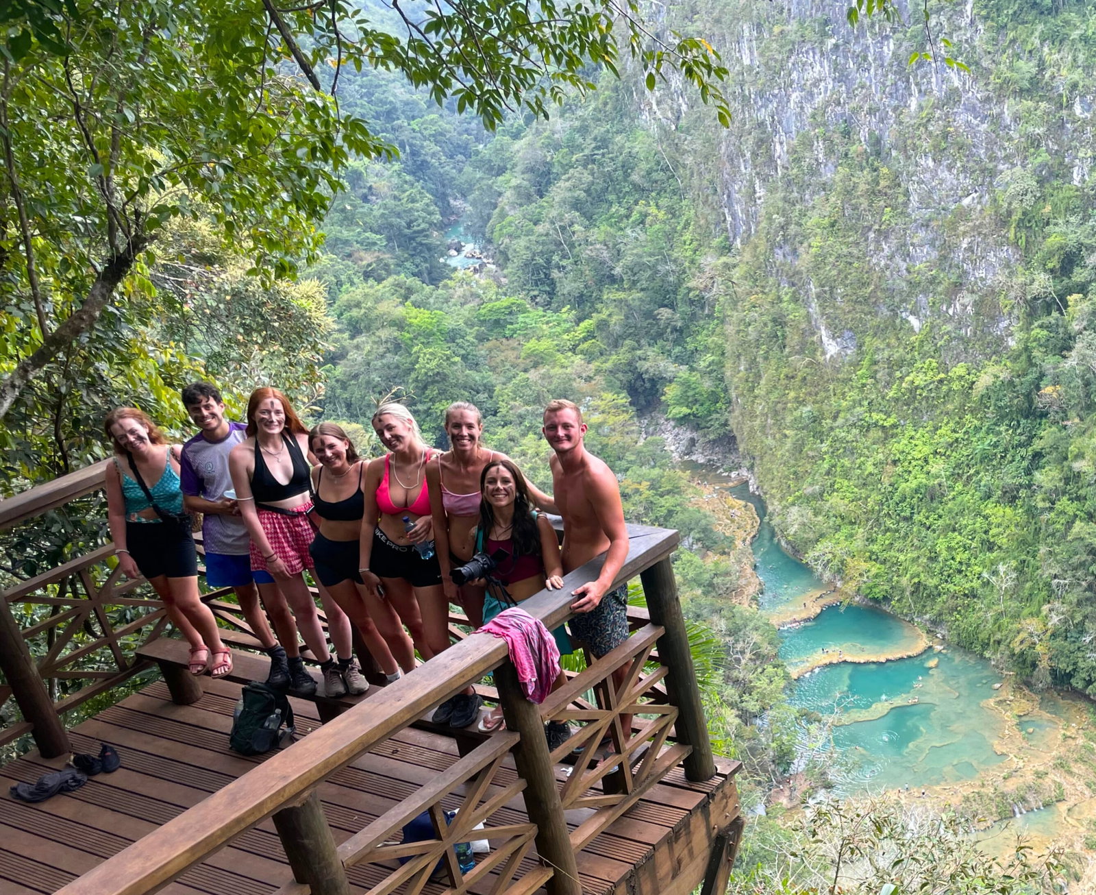 Travellers at Semuc Champey Reserve in Guatemala