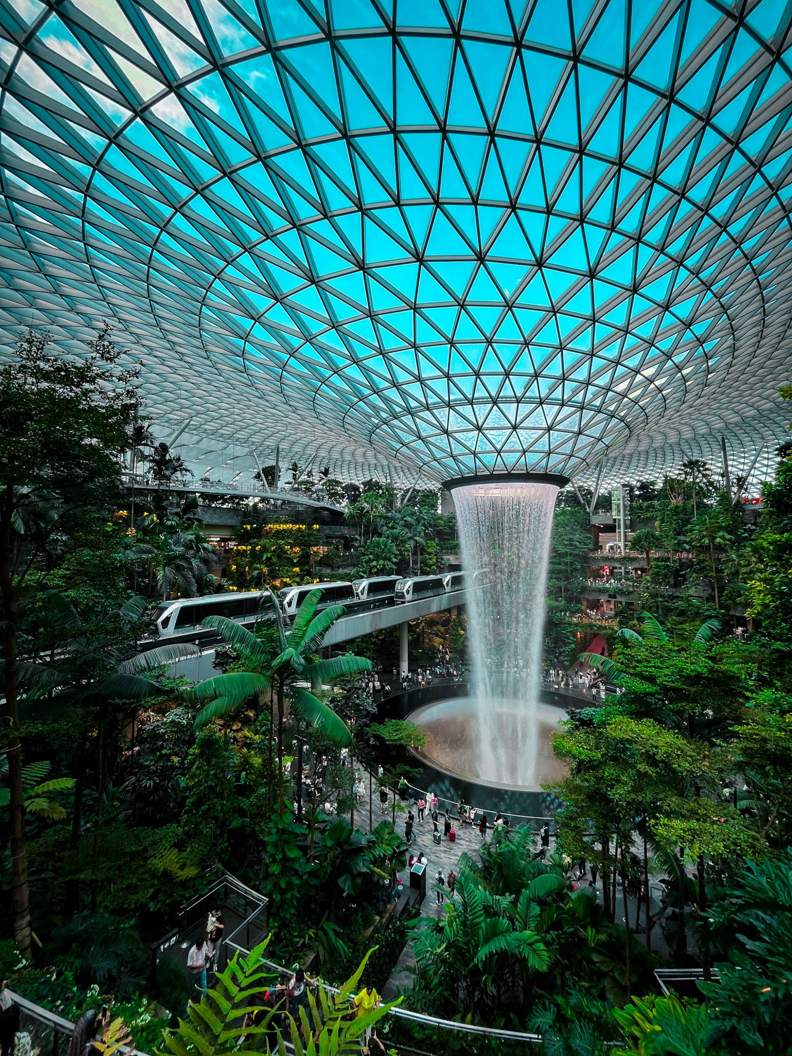 View of the Jewel waterfall in Changi Airport Singapore