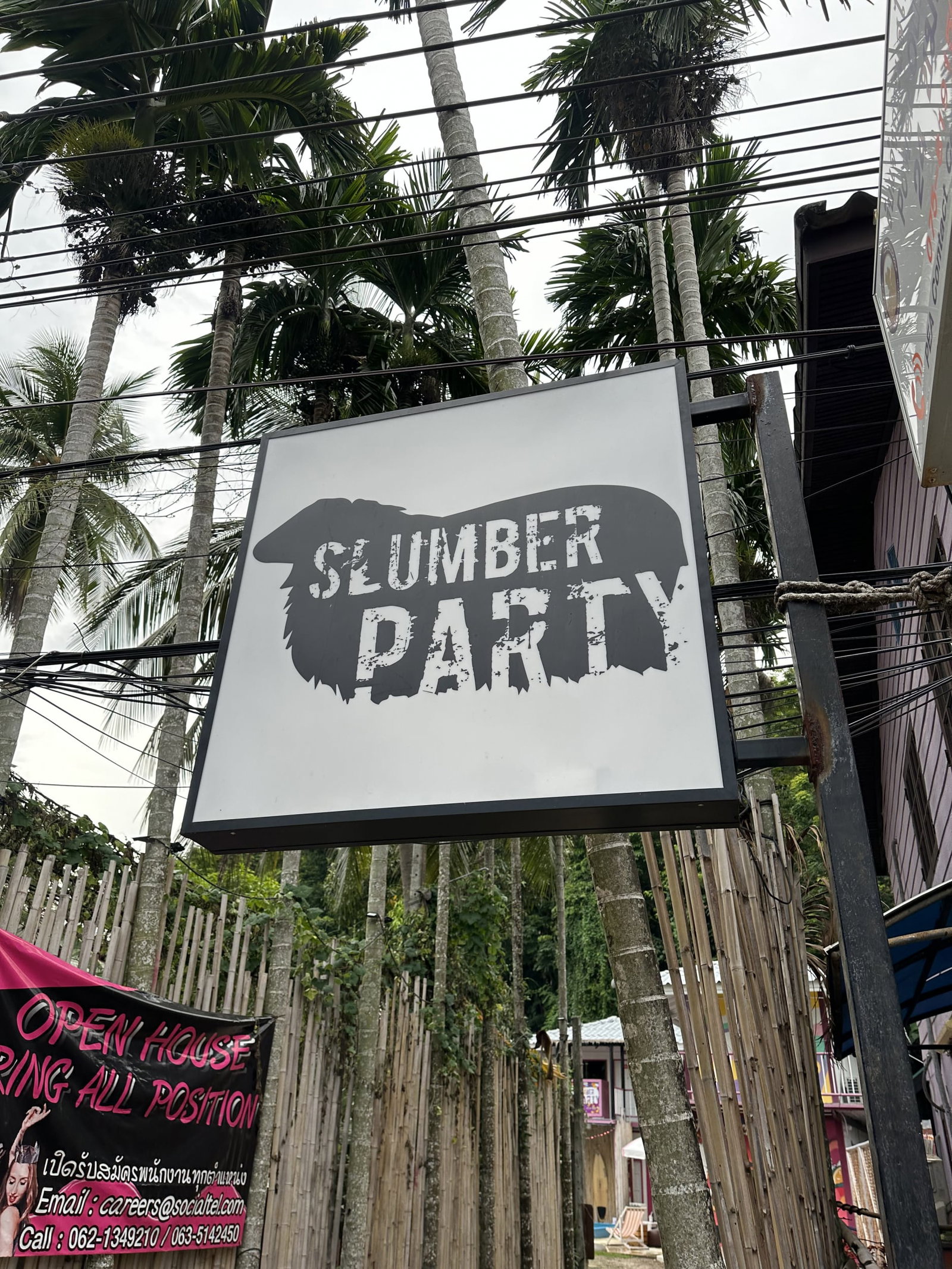 Slumber Party Hostel Sign Phi Phi