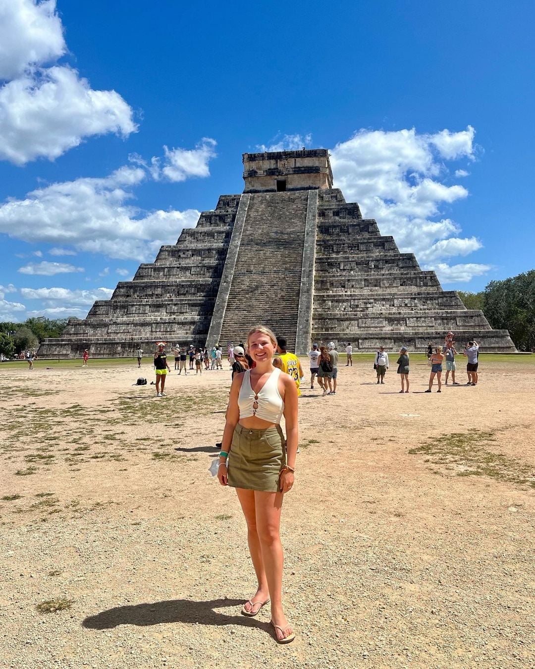 Group traveller at Chichen Izta in Mexico