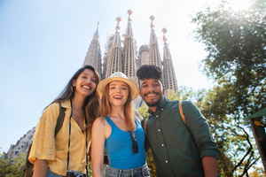 Group of travellers in Spain Barcelona