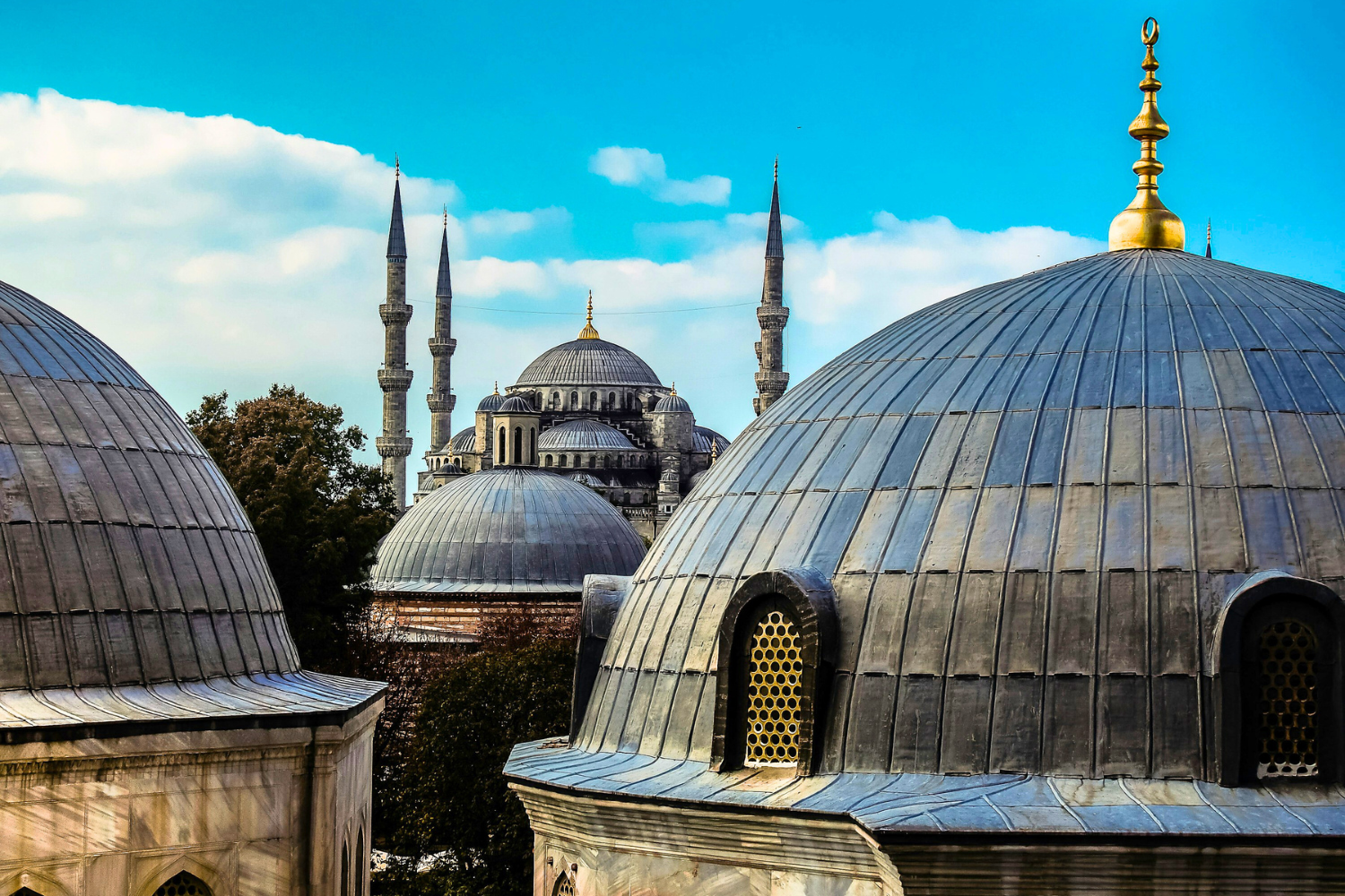 The top of the Blue Mosque in Istanbul in Turkey
