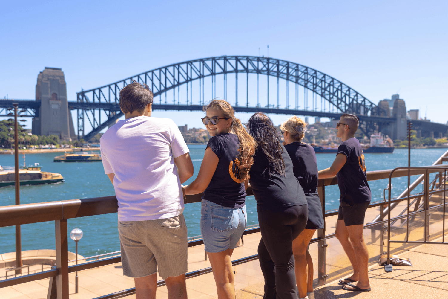Group of Working Holiday Makers in Sydney at the Harbour 