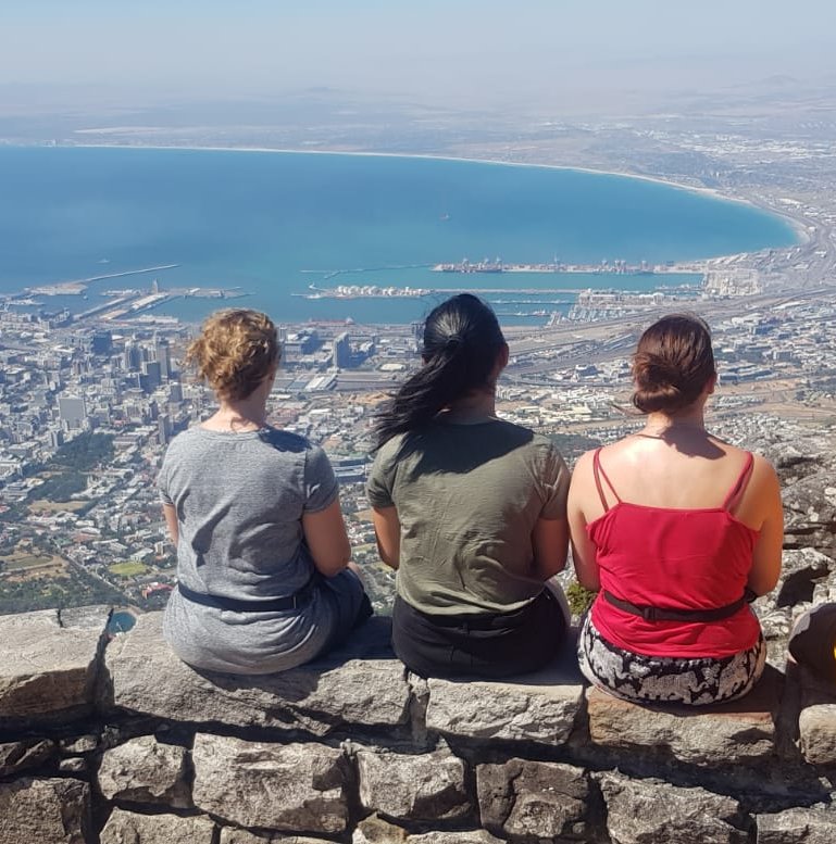 Group looking over Table Mountain view in cape town South Africa