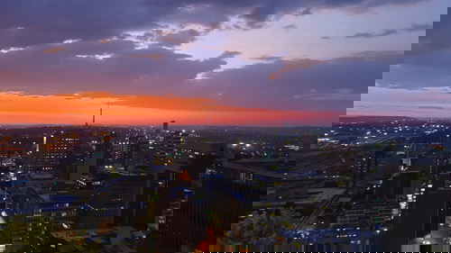 Sunset in Braamfontein in Johannesburg, South Africa 