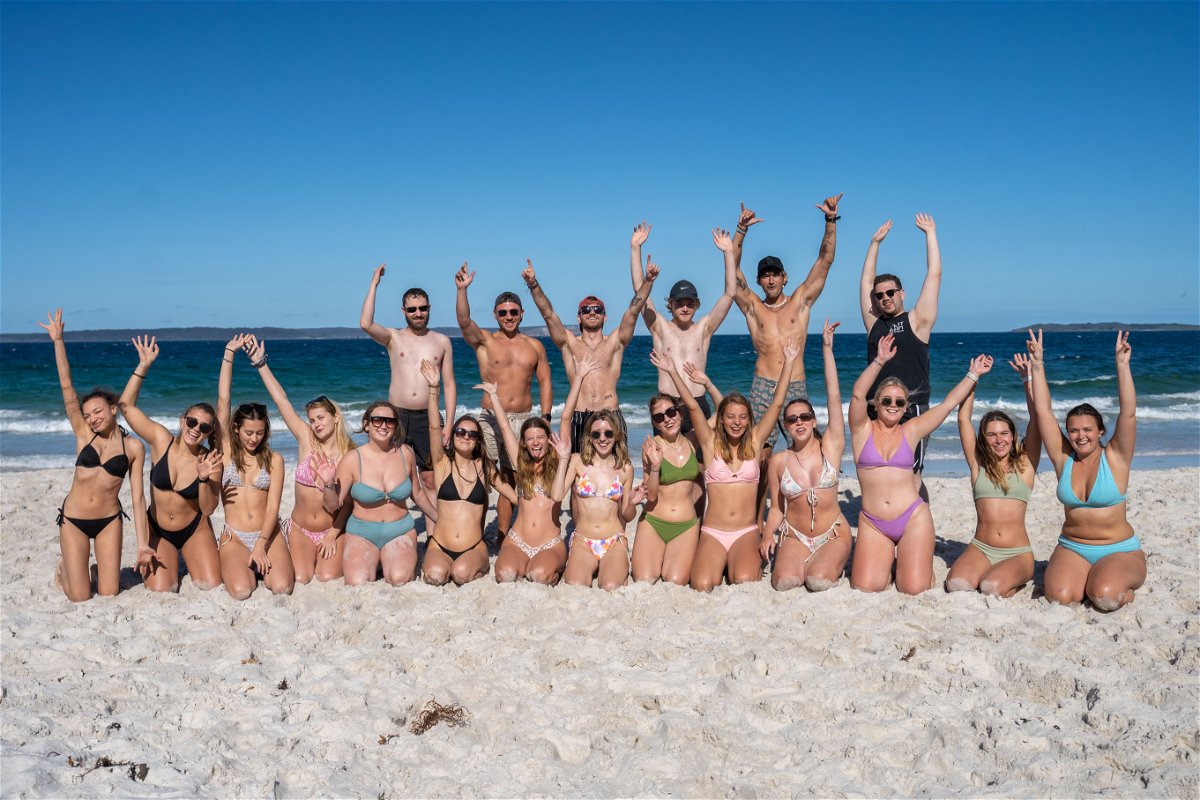 Group on beach in Australia