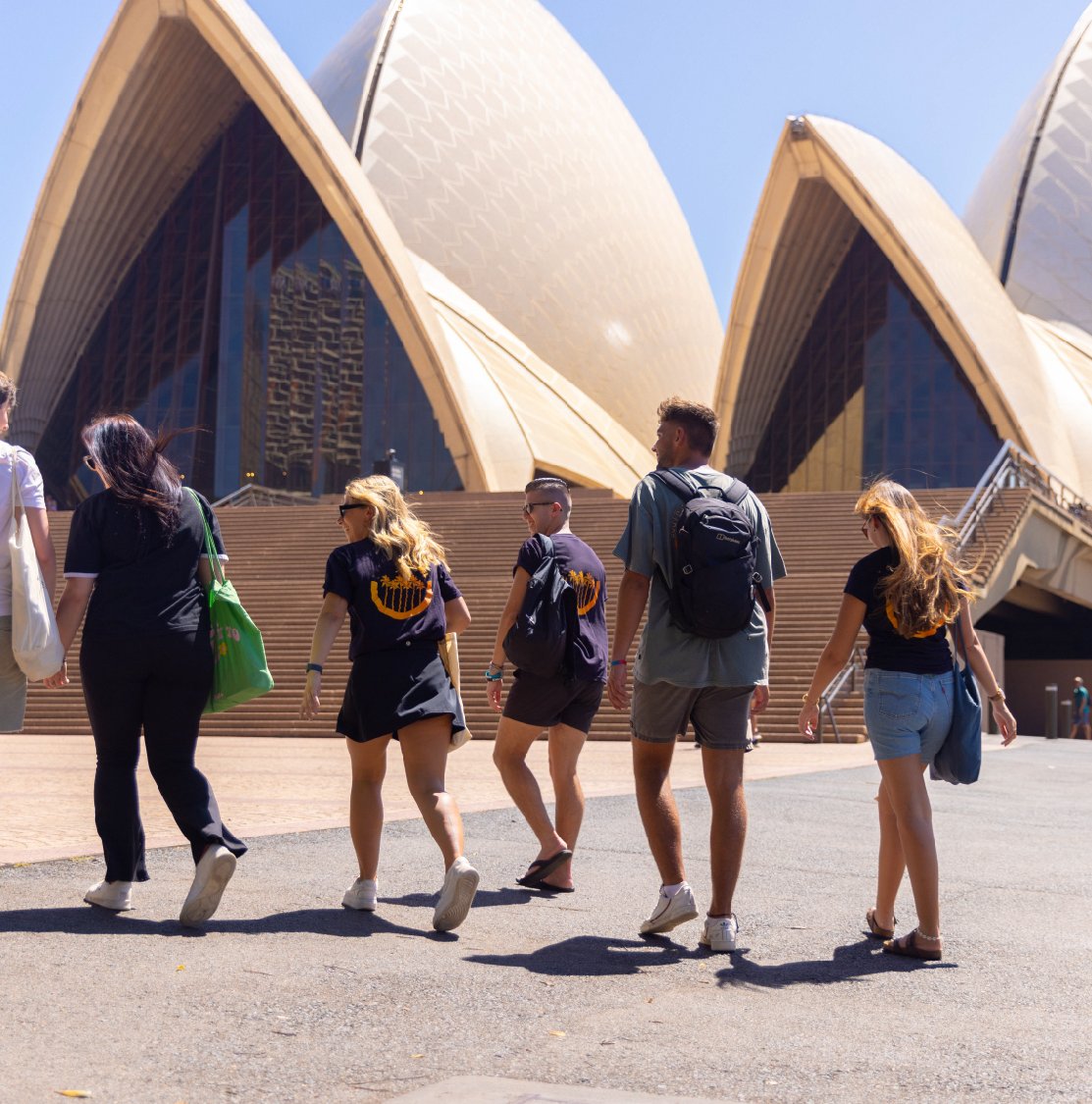 Travellers walking towards Sydney Opera House