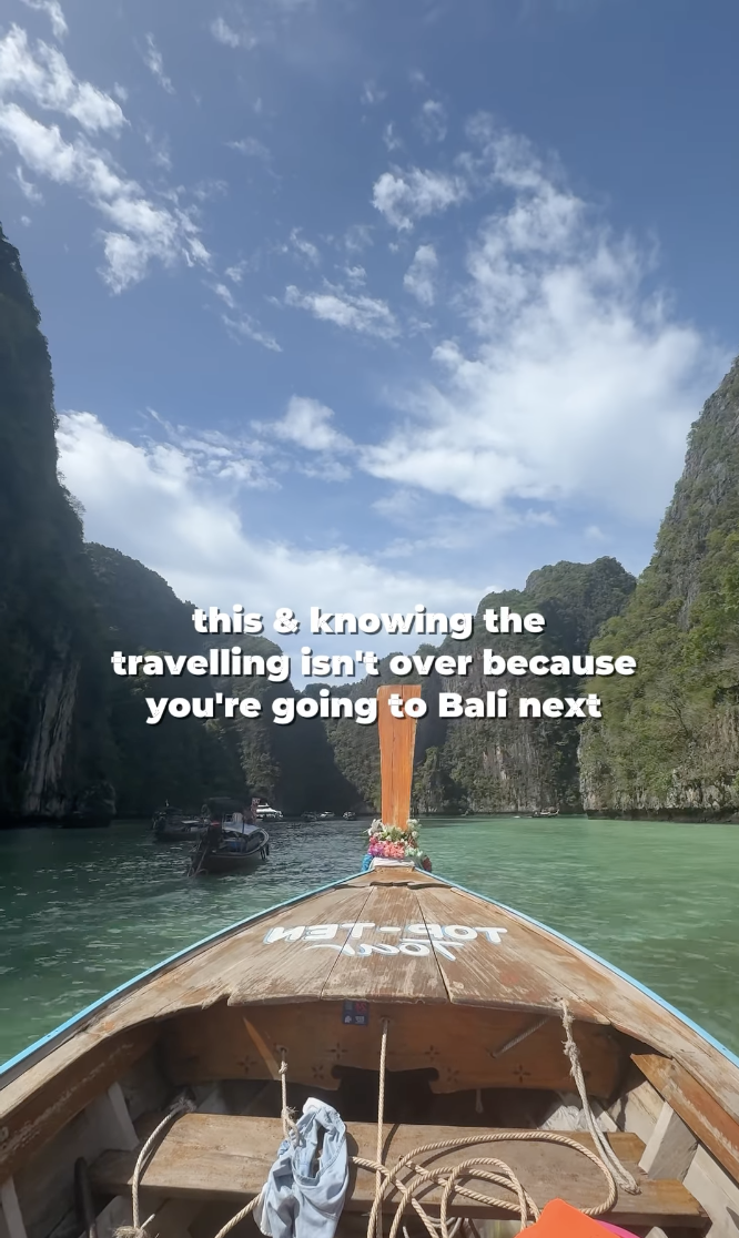 Long tail boat around the Phi Phi Islands in Thailand