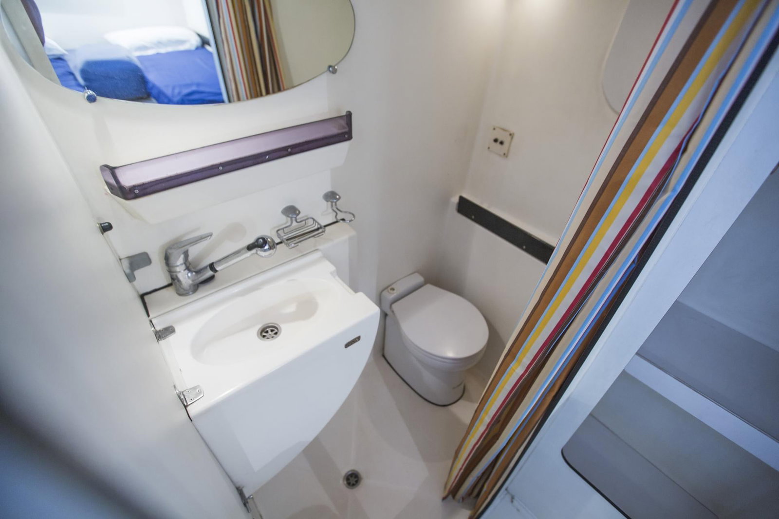 sailing boat interior bathroom in thailand