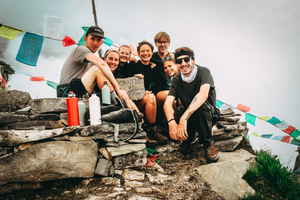 Group ay the top of Kyanjing Ri, Nepal 