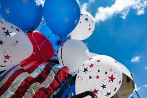Balloons in the colours of the American flag