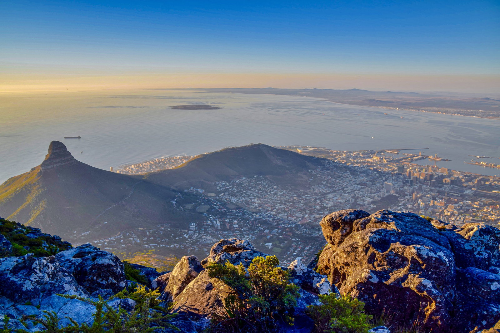 View of Table Mountain and Cape Town from above