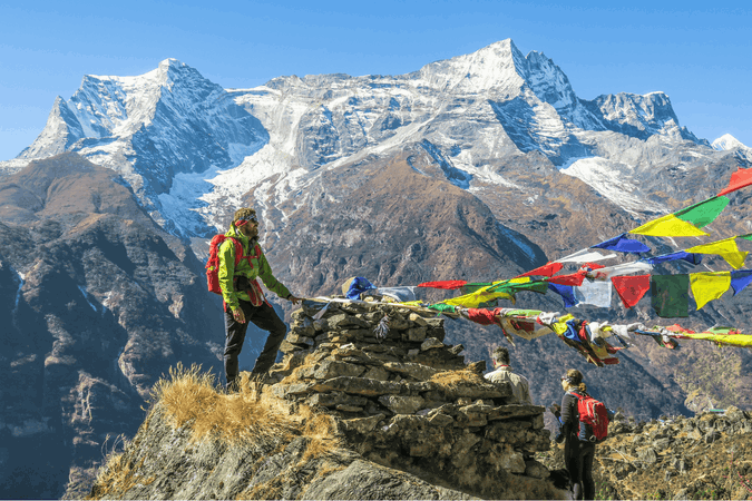 Group traveller at Mount Everest in Nepal
