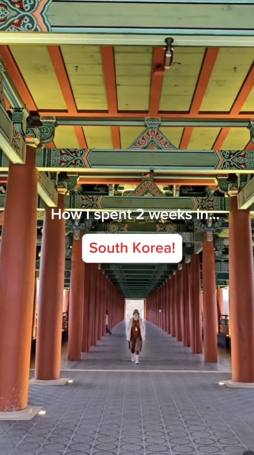 How I spent 2 weeks in South Korea. Traveller walking inside palace in South Korea