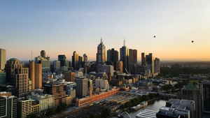 Melbourne Skyline at sunrise, Victoria, Australia