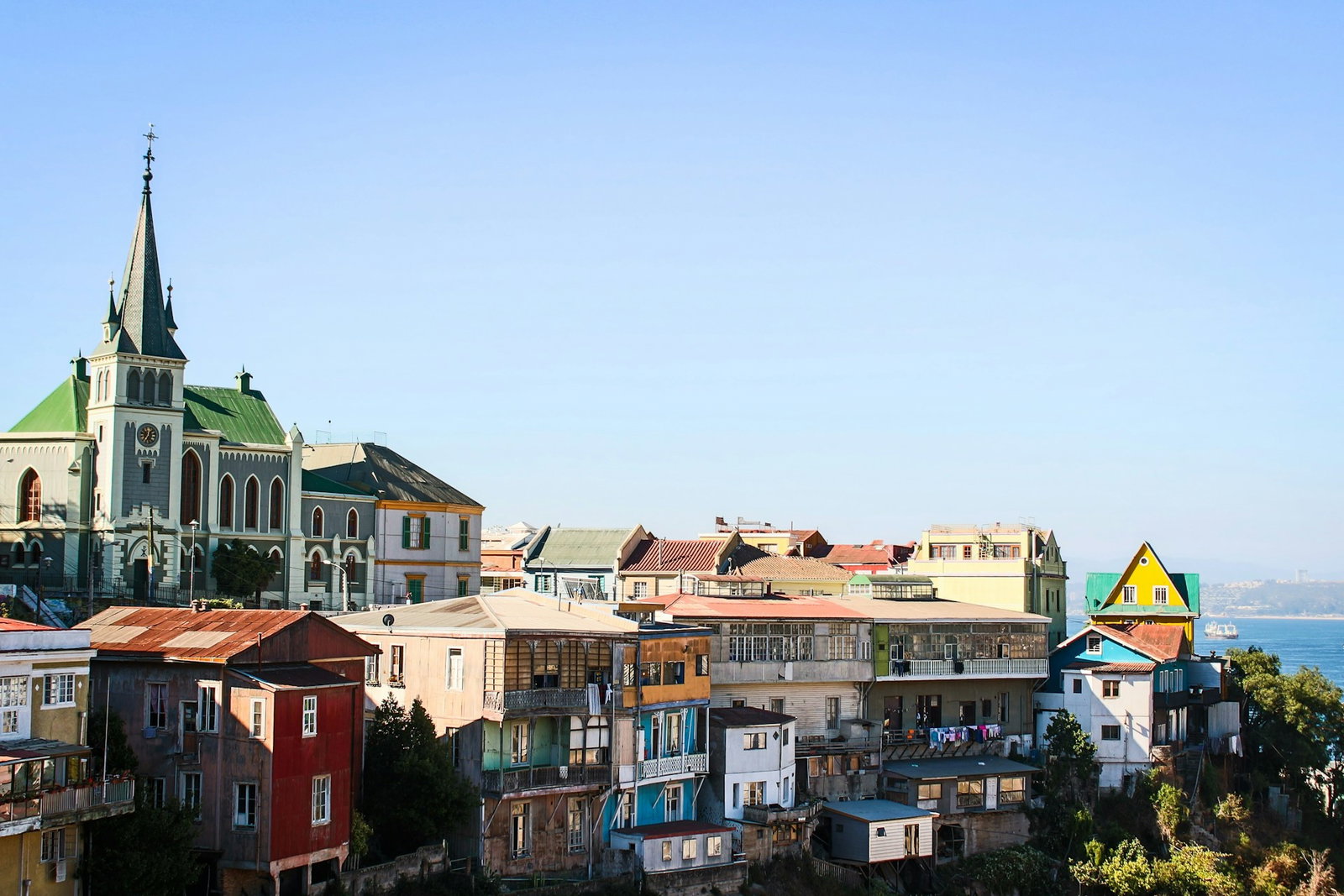 Valparaíso in Chile. Colourful buildinga 