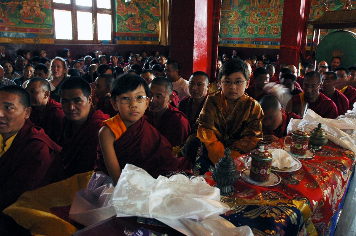 Children in robes in a Nepalese monastery